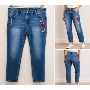 KUT From The Kloth Katy Boyfriend Jeans Women's 16 Floral Embroidered